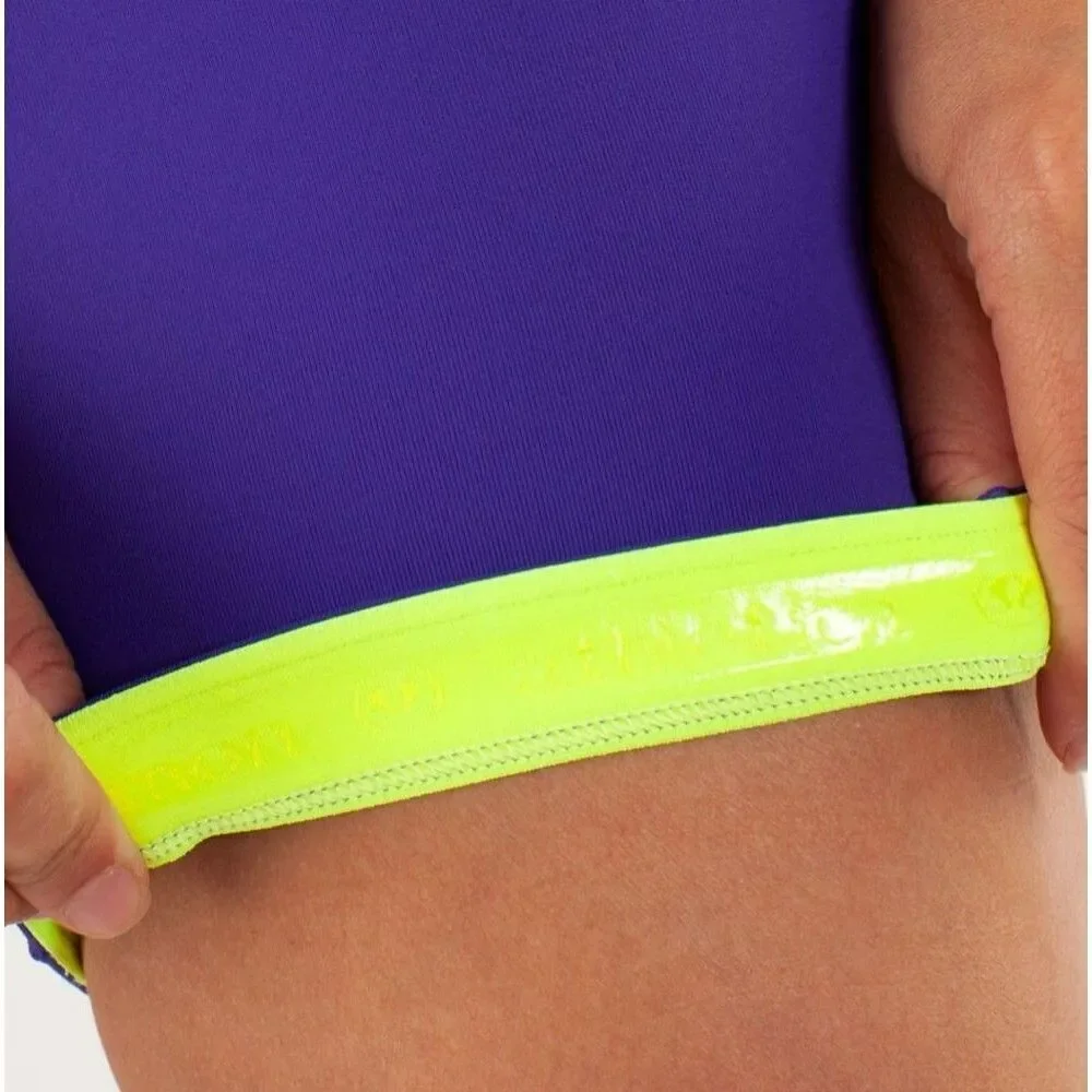 💜 Lululemon Velo Vixen Padded Purple Polka Dot Waistband Cycling Shorts Size 10